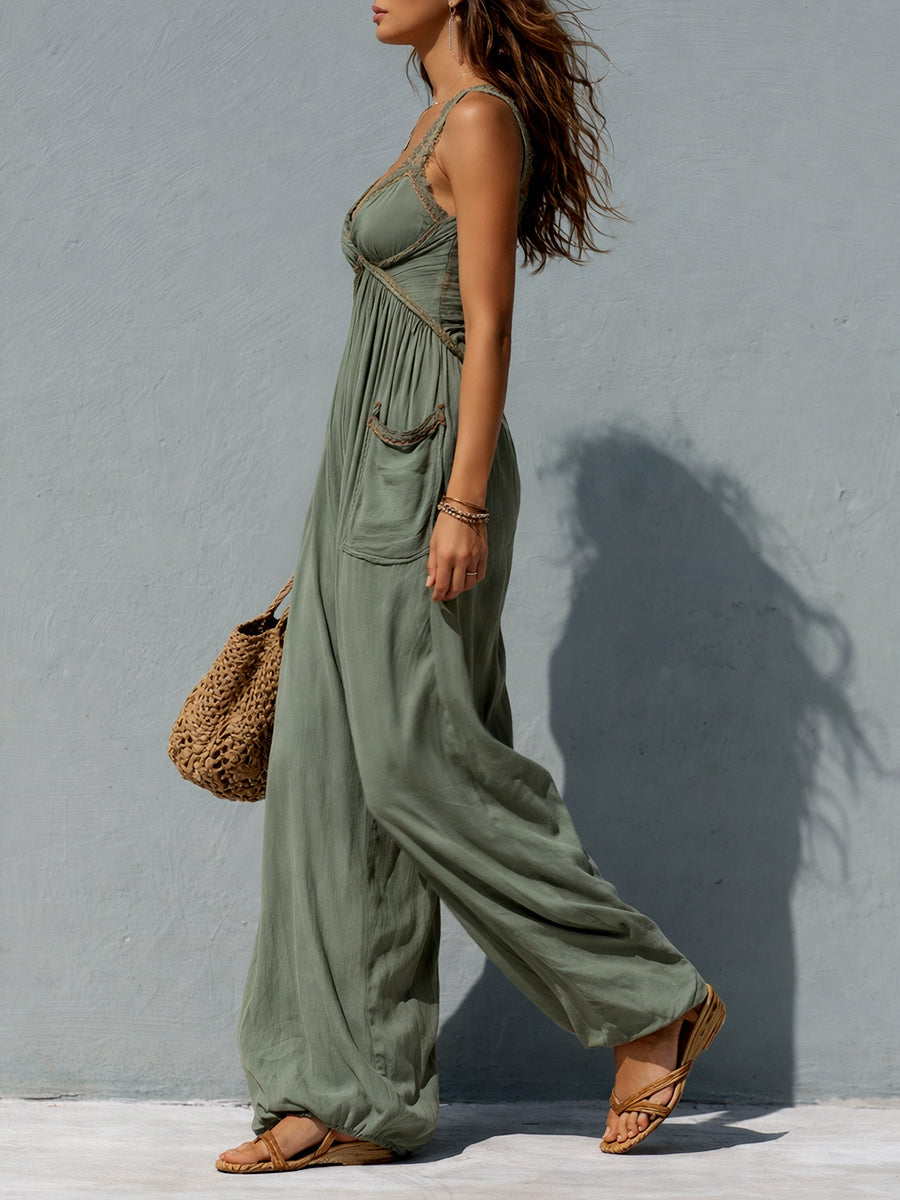 Mono Boho con Encaje y Bolsillos.
