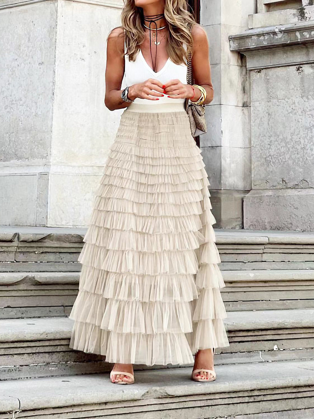 Falda pastel en capas