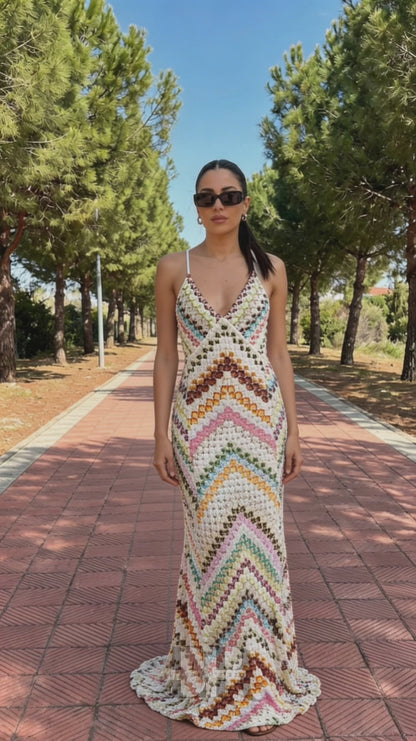 Vestido Valeria Espiga con Espalda Abierta.